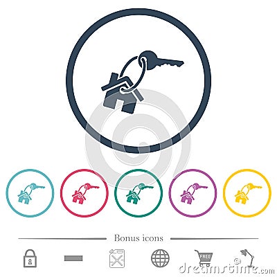 House key flat color icons in round outlines Stock Photo