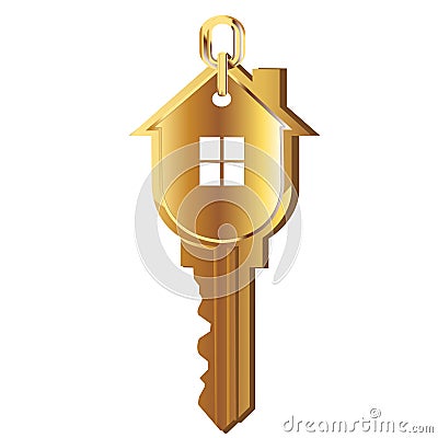 House key gold logo Vector Illustration