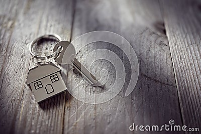 House key on keychain Stock Photo