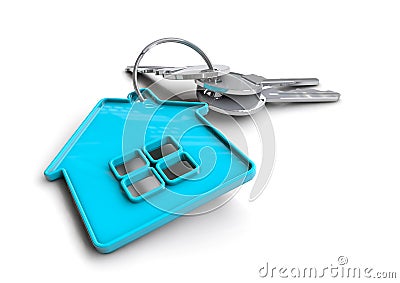 House keys with home icon keyring. Concept for owning a home. Stock Photo