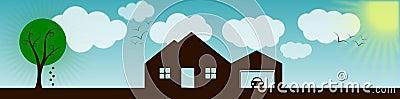 House with landscape banner Stock Photo