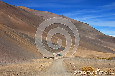 House and landscape of the route 6000, Atacama Desert, Chile Stock Photo