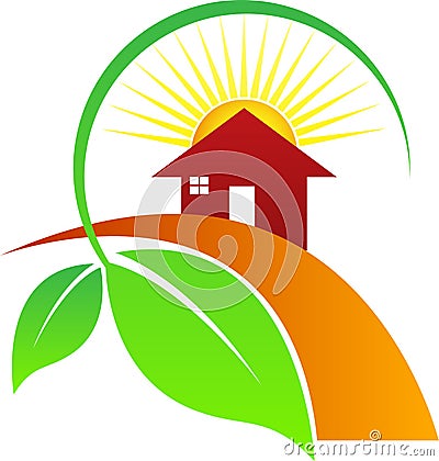 House leaf sun Vector Illustration