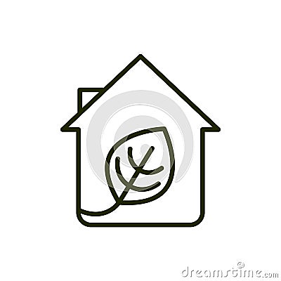 House leaf sustainable environment ecology line and fill Vector Illustration