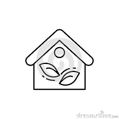 House, leafs, eco house icon. Simple line, outline vector ecology icons for ui and ux, website or mobile application Stock Photo