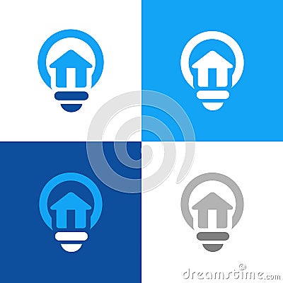 House and light bulb logo icon template, smart home design concept - Vector Vector Illustration