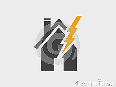 House and lightning damage, vector icon Vector Illustration