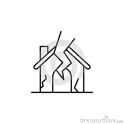 House, lightning, destruction icon. Simple line, outline vector elements of natural disasters icons for ui and ux, website or Stock Photo