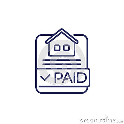 house loan, paid mortgage line icon, vector Vector Illustration
