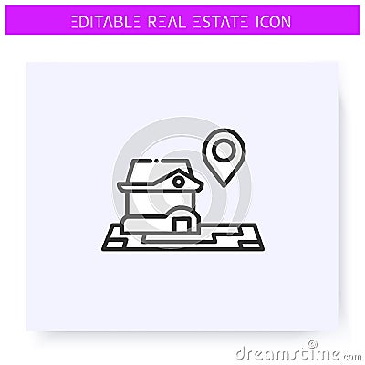 House location line icon Vector Illustration