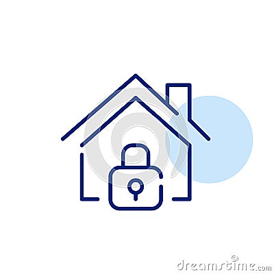 House and lock. Secure residence protected unauthorized access. Pixel perfect, editable stroke icon Stock Photo