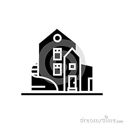 House - luxury - detached mansion icon, vector illustration, black sign Vector Illustration