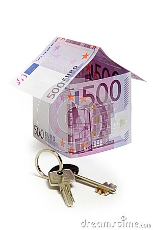 The house made of 500 Euro banknotes Stock Photo