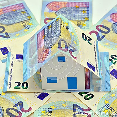 House made with euro bills Stock Photo
