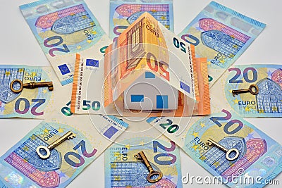 House made with euro bills Stock Photo