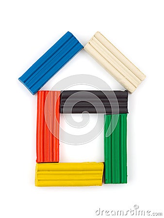 House made of multicolored playdough Stock Photo
