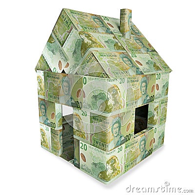 House made of 20 New Zealand Dollar notes Stock Photo