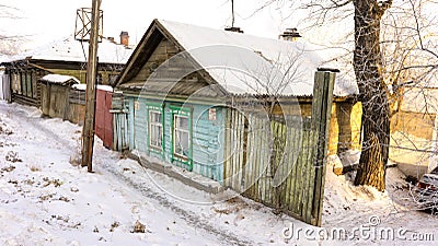 House is Made of Old Timber, House of Logs, The House is Assembled from Wooden Logs Editorial Stock Photo