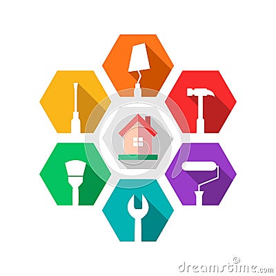 House maintenance, repair, renovation or facility management concept Vector Illustration