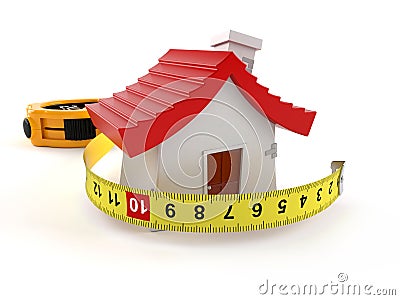 House with measuring tape Stock Photo