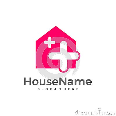 House Medical Logo Template Design. Health Plus Home Logo Vector Stock Photo