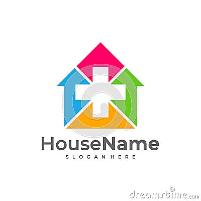 House Medical Logo Template Design. Health Plus Home Logo Vector Stock Photo