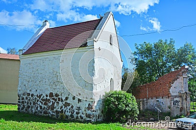 House of merchant guild and ruins of the coach maker in Vyborg, Russia Editorial Stock Photo