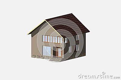 House model outdoors. Understanding mortgages. Concept investing in real estate. Cartoon Illustration