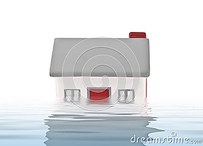 House model plastic submerged under water Stock Photo