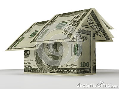 House of money made with 100 dollar United States bills Stock Photo