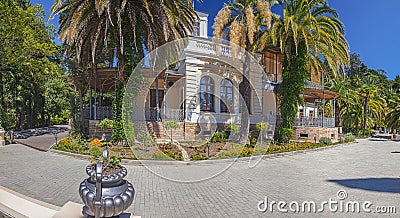 RUSSIA, SOCHI, AUGUST 30, 2015: Arboretum Park - House-museum, villa `Nadezhda`. Sochi, Russia on August 30, 2015. Stock Photo