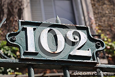 House number 102 Stock Photo