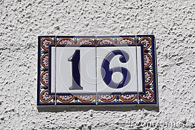 House number 16 in the city of La FLotte Stock Photo