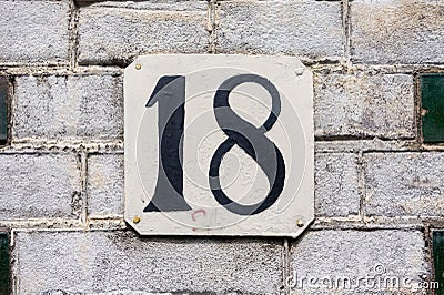 house number eighteen 18 Stock Photo