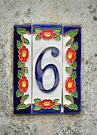 House number 6 Stock Photo