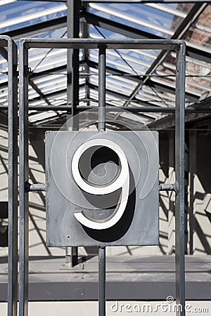 House number nine Stock Photo