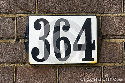House number thee hundred and sixty four 364 Stock Photo