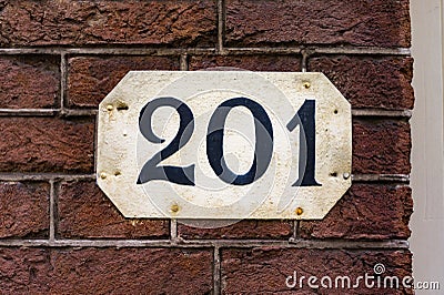 House number two hundred and one 201 Stock Photo