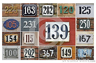 House numbers 100+ Stock Photo