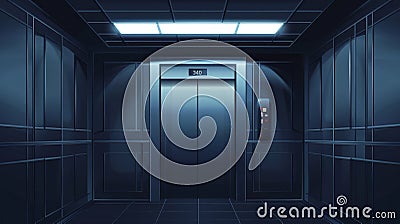 In a house or office building, a modern realistic interior of a passenger lift with a digital display and buttons with Stock Photo