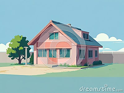 A house that often appears in Japanese cartoons Stock Photo