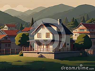 A house that often appears in Japanese cartoons Stock Photo