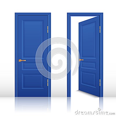 House Open And Closed Door Set Vector Illustration