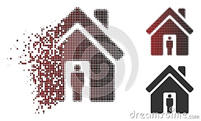 Sparkle Pixel Halftone House Owner Icon Vector Illustration