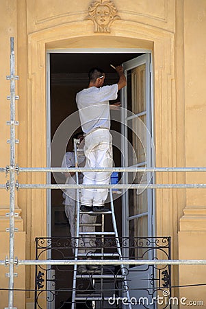 House painters at work Stock Photo