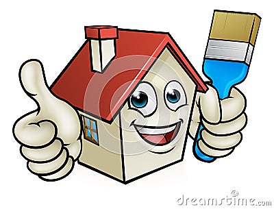 House Painting Cartoon Character Vector Illustration