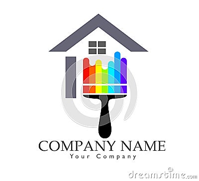 House painting logo. Home house logo icon real estate construction residential symbol vector icon Stock Photo