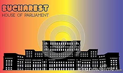 House of Parliament, Bucharest, silhouette, vector Cartoon Illustration