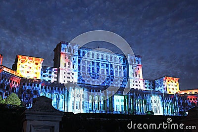 House of Parliament - night, Bucharest, Romania Editorial Stock Photo