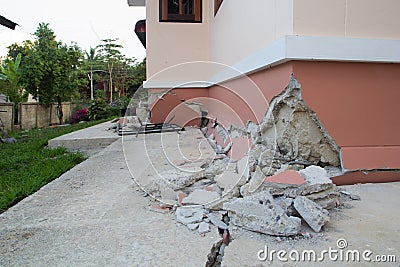 house partially collapsed after destruction Stock Photo